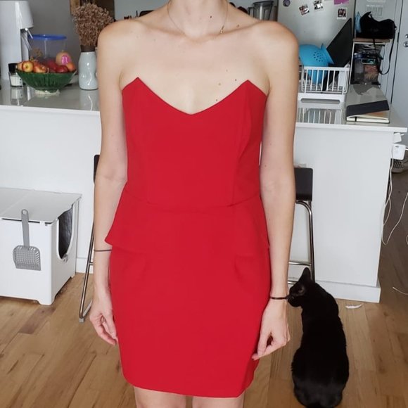 michelle mason red silk dress